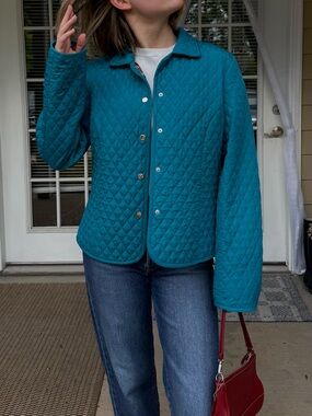 Women's Quilted Snap-Front Jacket in Teal